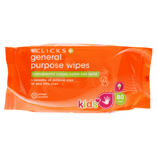 Kids General Purpose Wipes Orange 80 Wipes
