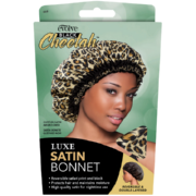 Luxe Cheetah Satin Bonnet Black