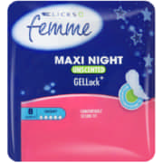 Maxi Night Unscented Sanitary Pads Pack Of 8